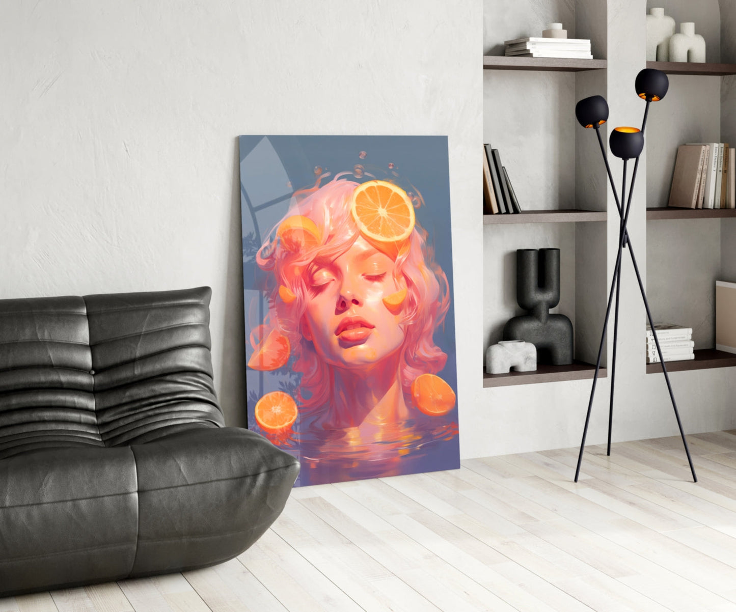 Orange Bubbles Glass Wall Art