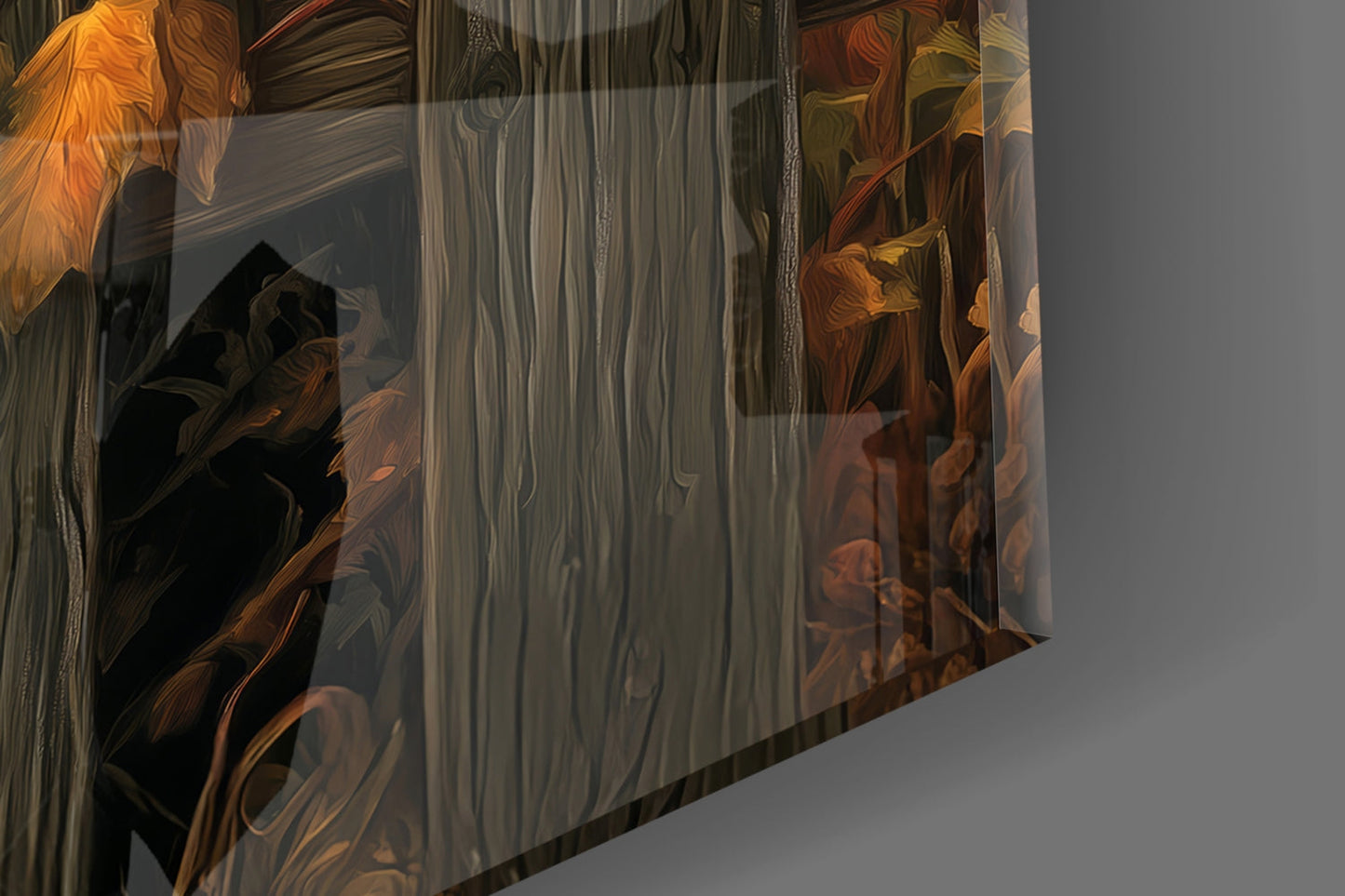 Autumn Cat Glass Wall Art Print