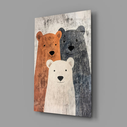Bear Family Glass Wall Art