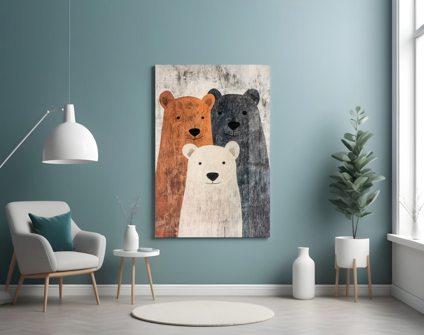 Bear Family Glass Wall Art