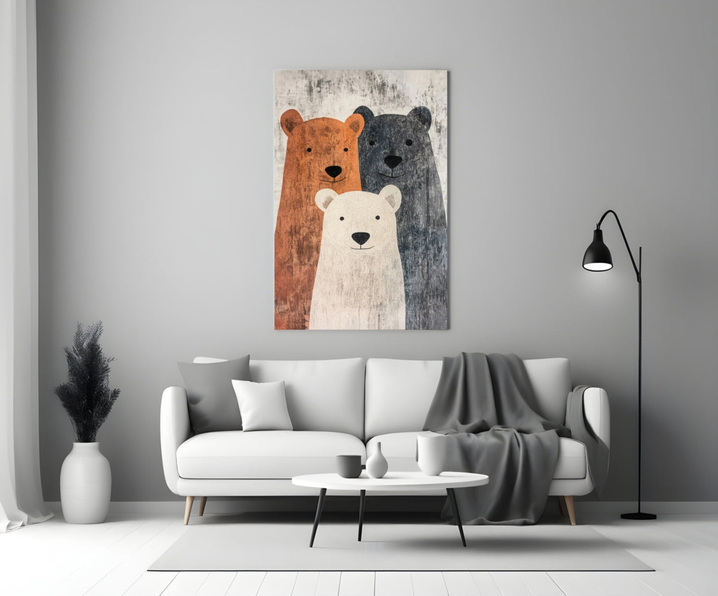Bear Family Glass Wall Art