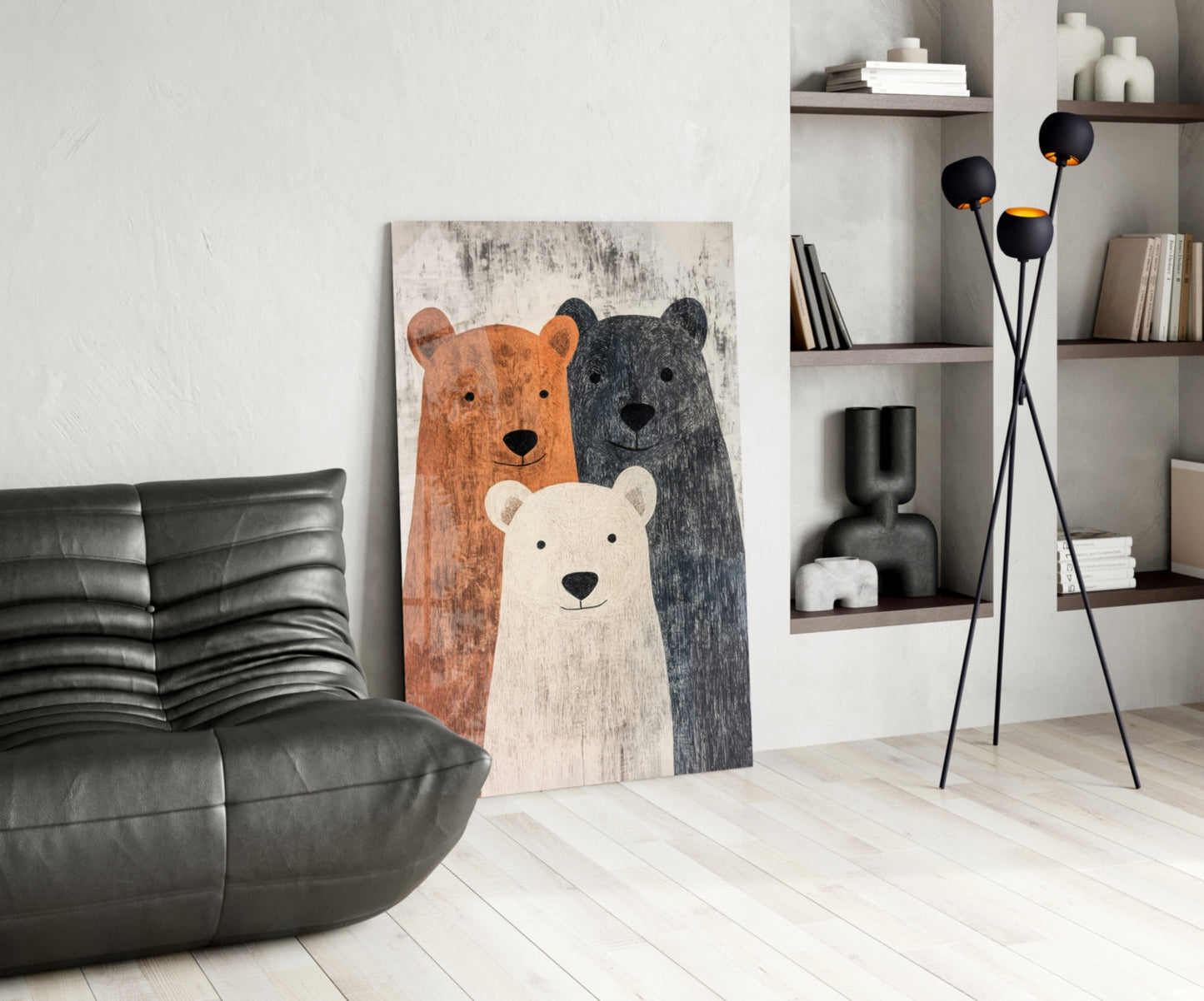 Bear Family Glass Wall Art