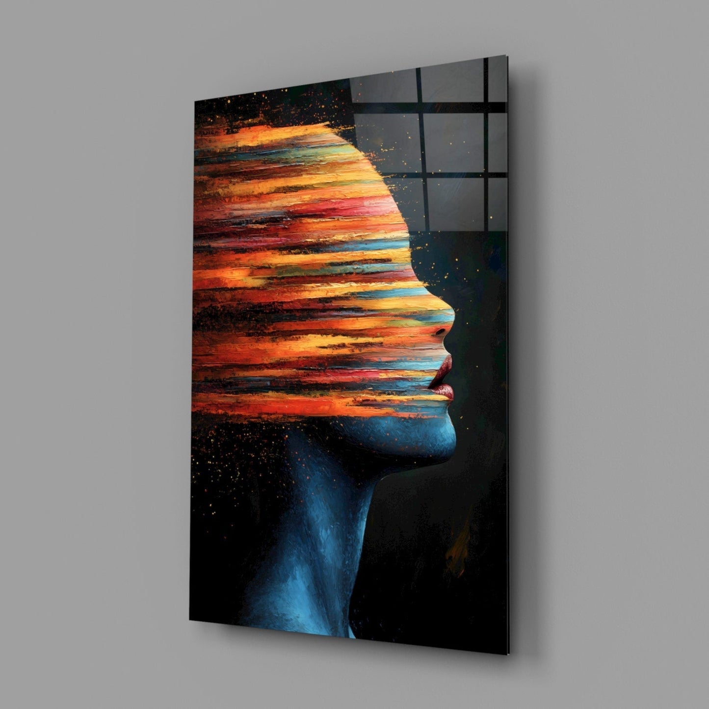 The Face of Colors Glass Wall Art