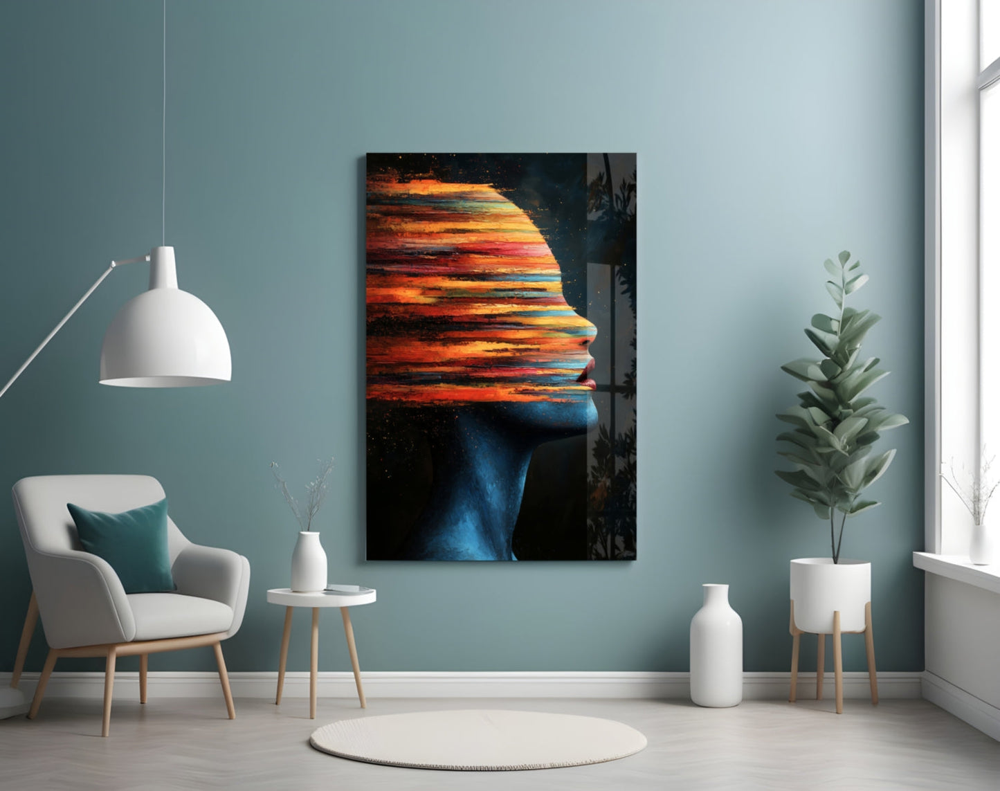 The Face of Colors Glass Wall Art
