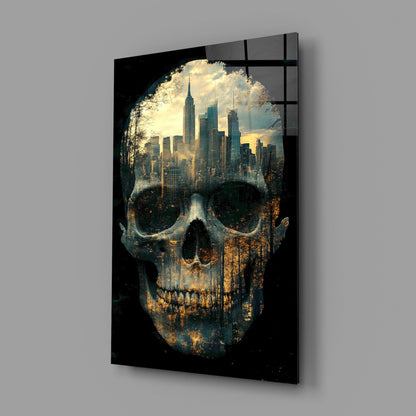 City Skull Glass Wall Art