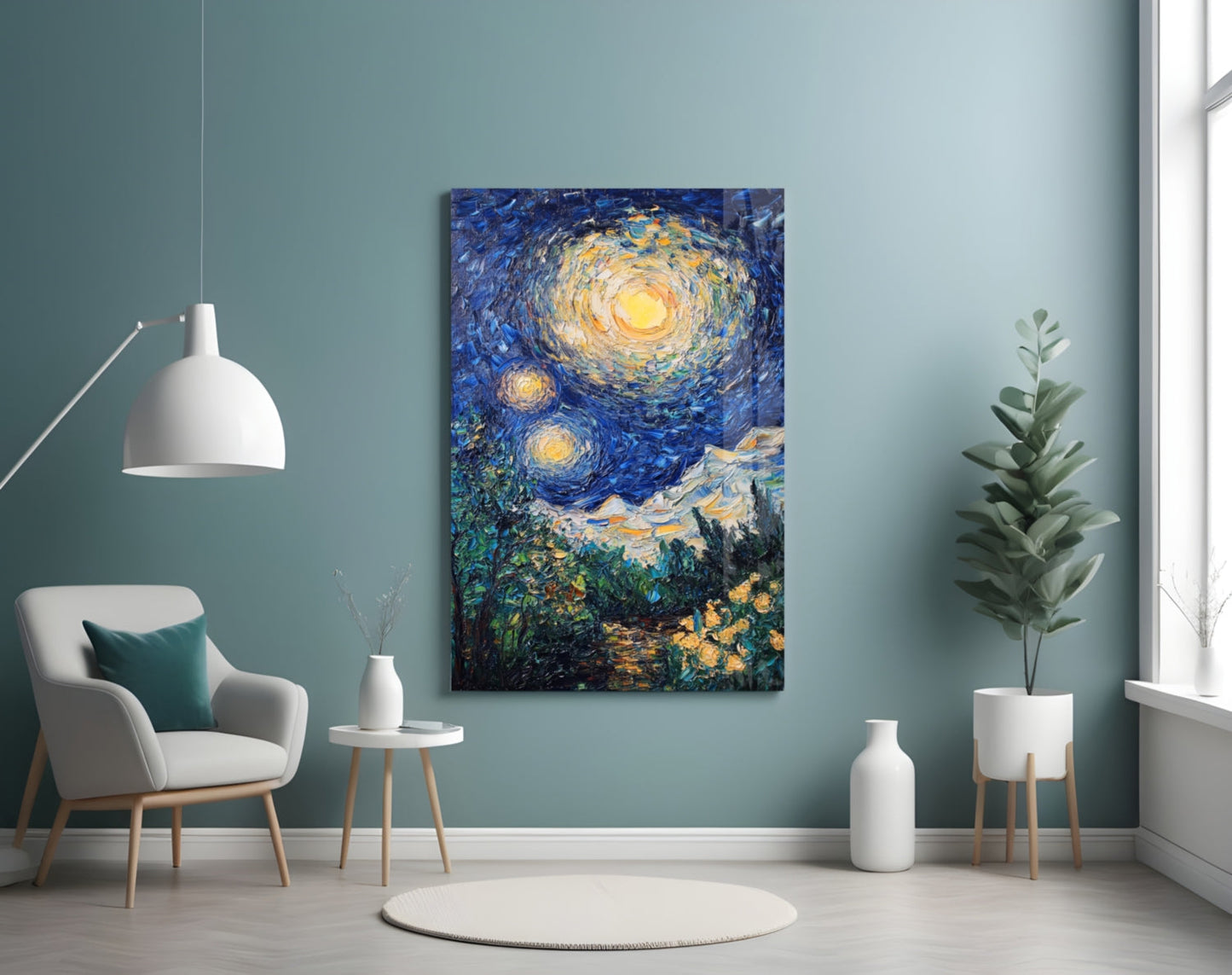 Starry Night Glass Wall Art