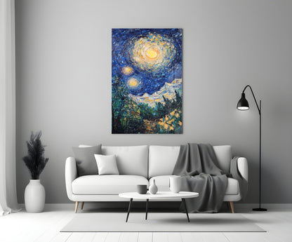 Starry Night Glass Wall Art