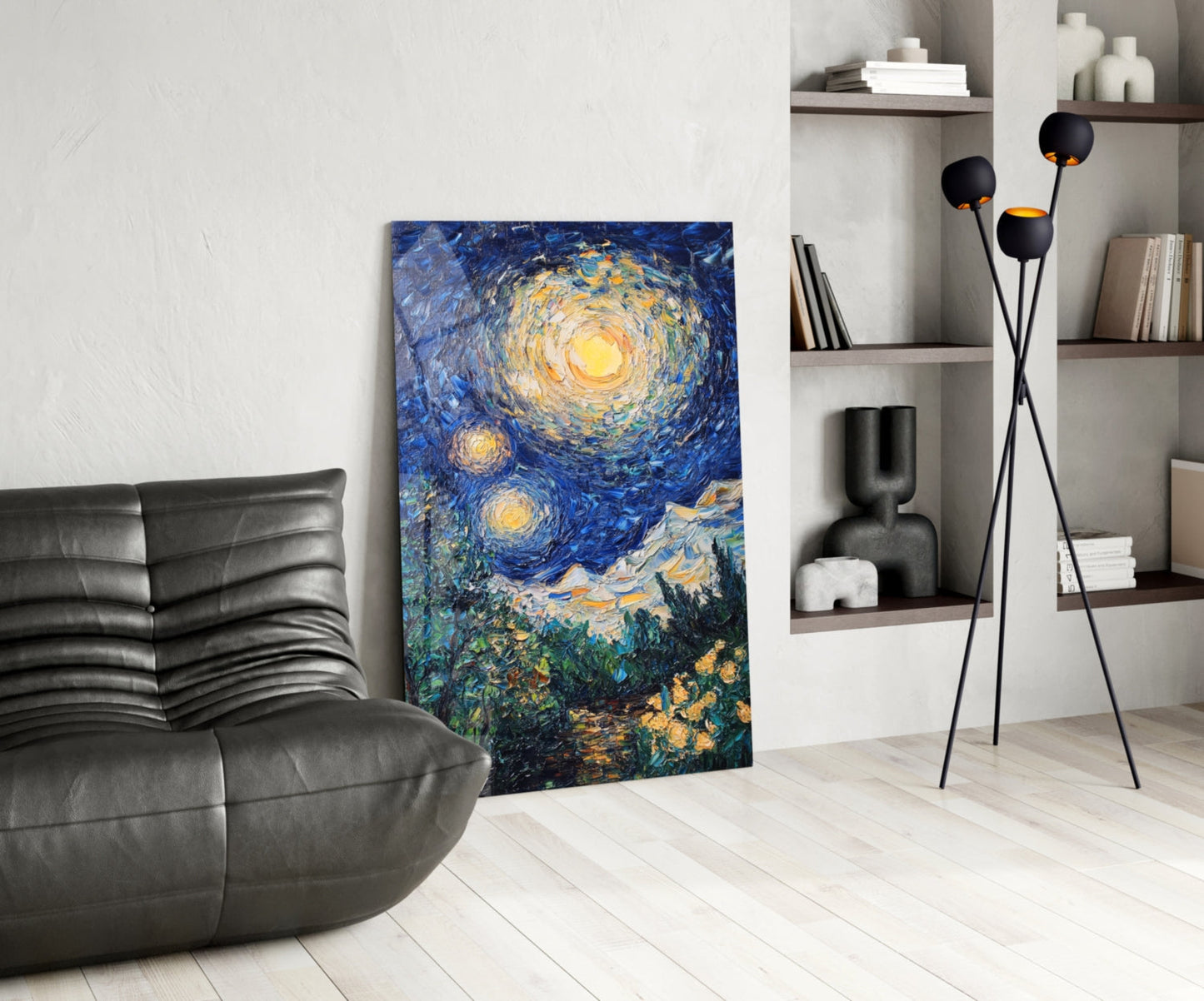 Starry Night Glass Wall Art