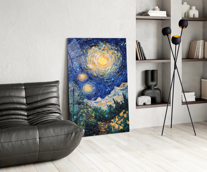 Starry Night Glass Wall Art