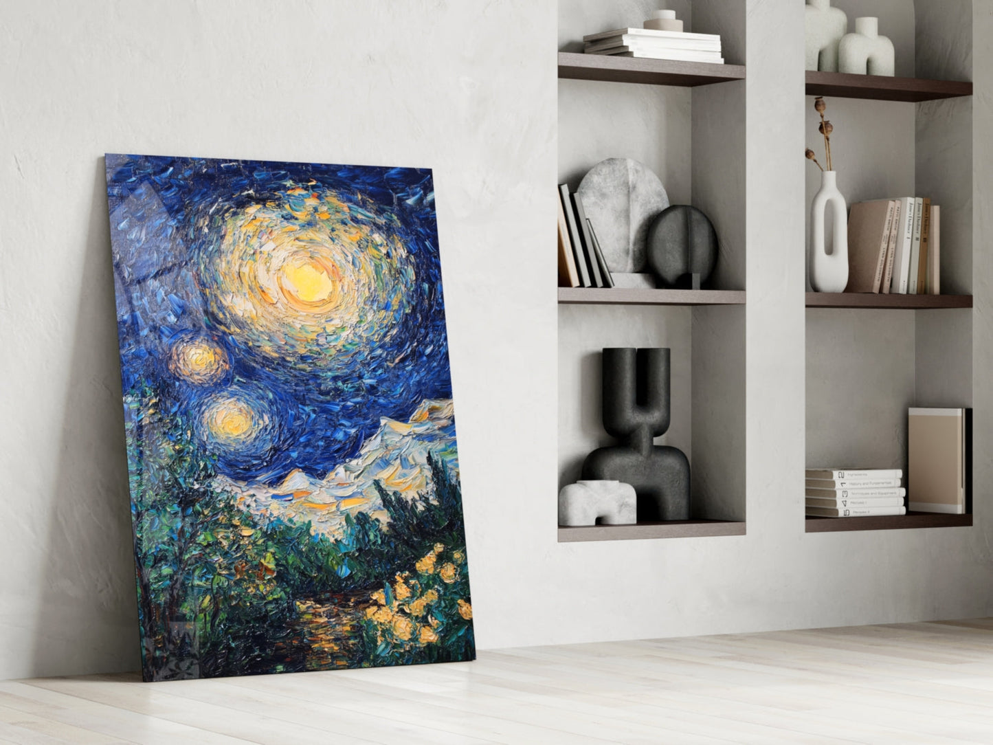 Starry Night Glass Wall Art