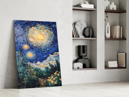 Starry Night Glass Wall Art
