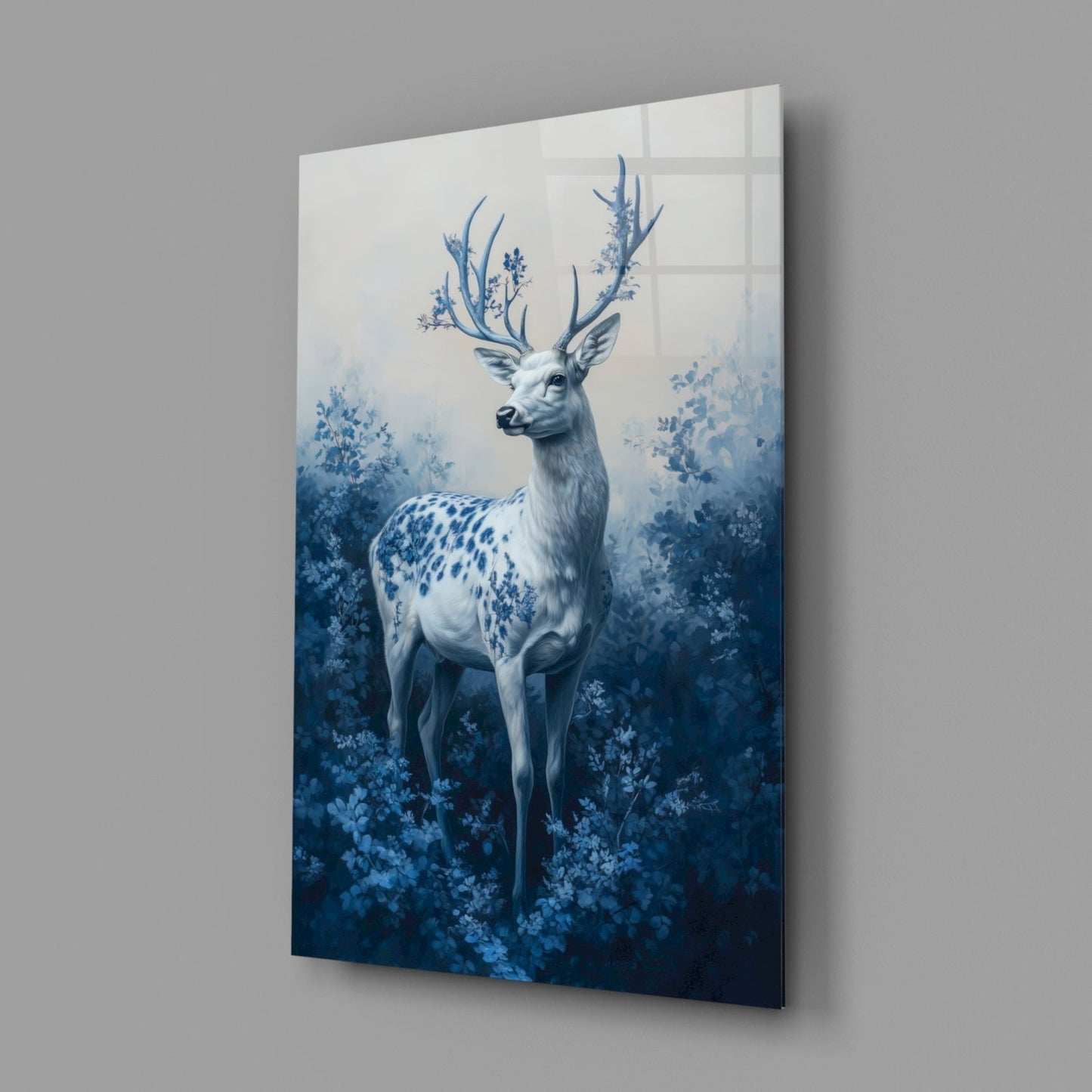 Blue Deer Glass Wall Art