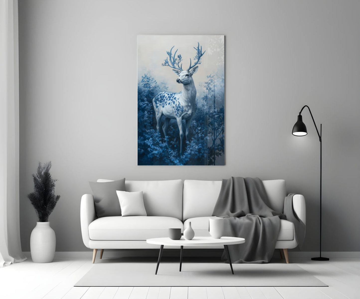 Blue Deer Glass Wall Art