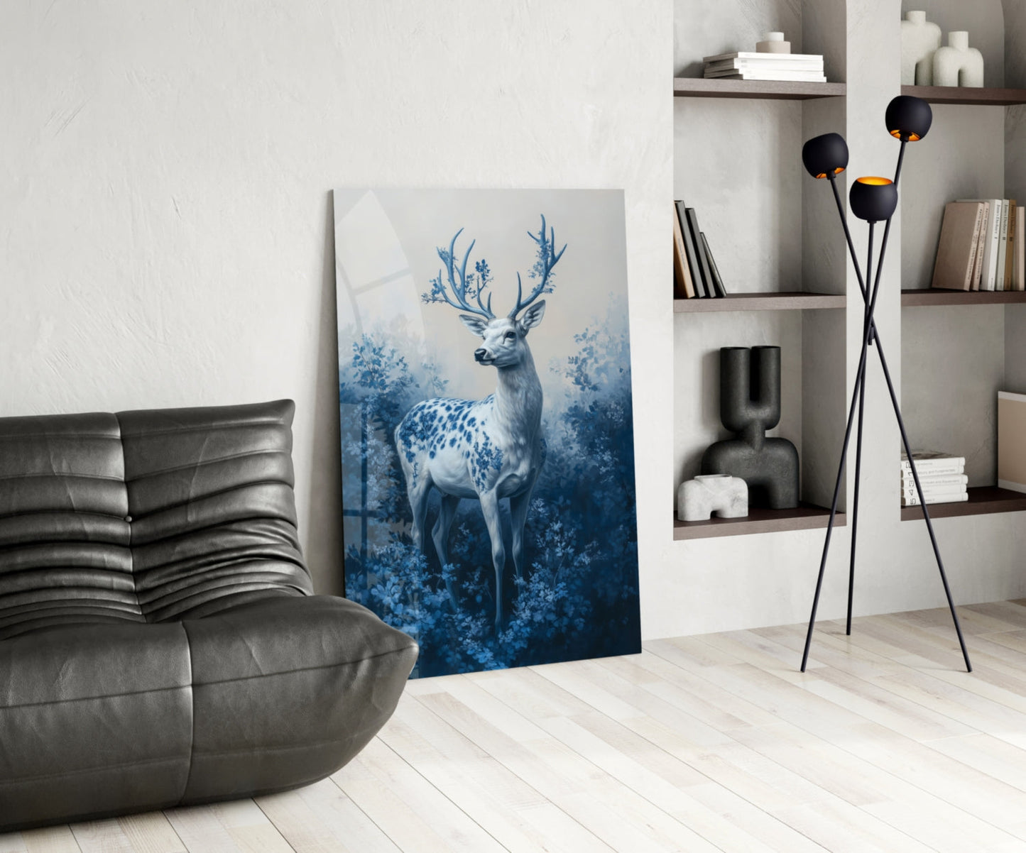 Blue Deer Glass Wall Art