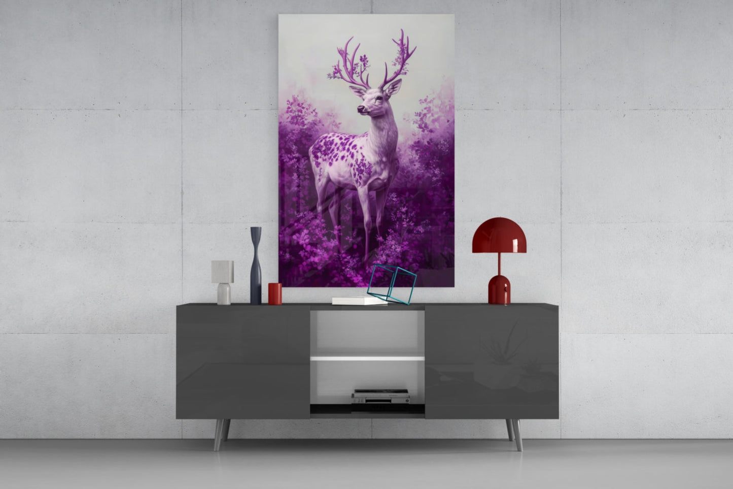Purple Deer Glass Wall Art