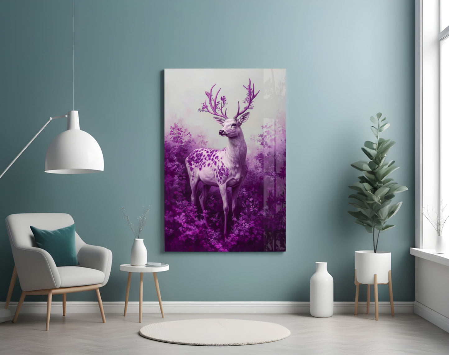 Purple Deer Glass Wall Art
