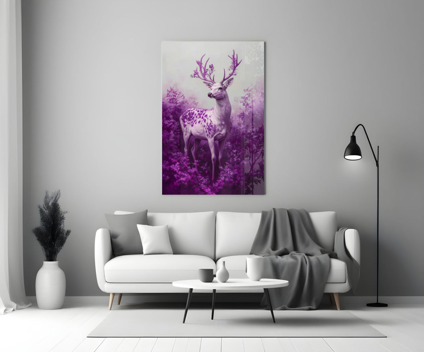 Purple Deer Glass Wall Art