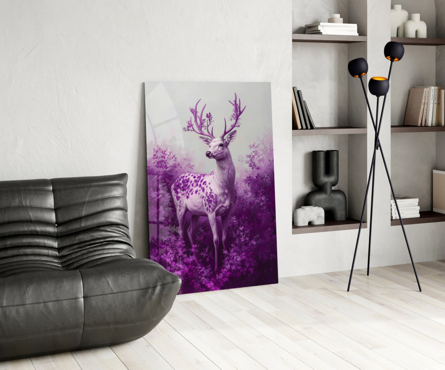 Purple Deer Glass Wall Art