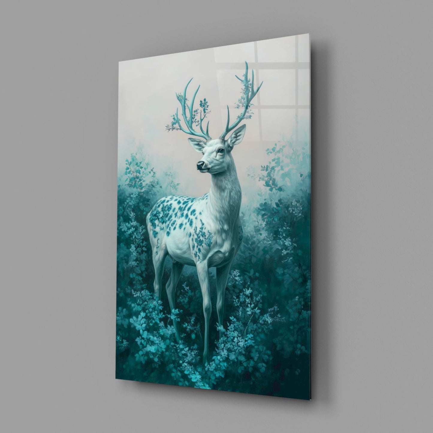 Mint Deer Glass Wall Art