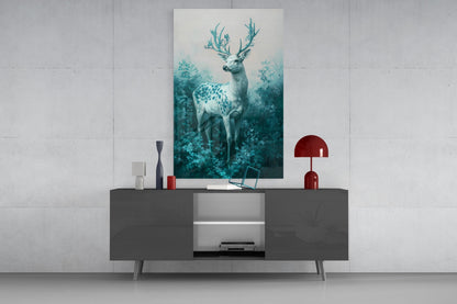 Mint Deer Glass Wall Art