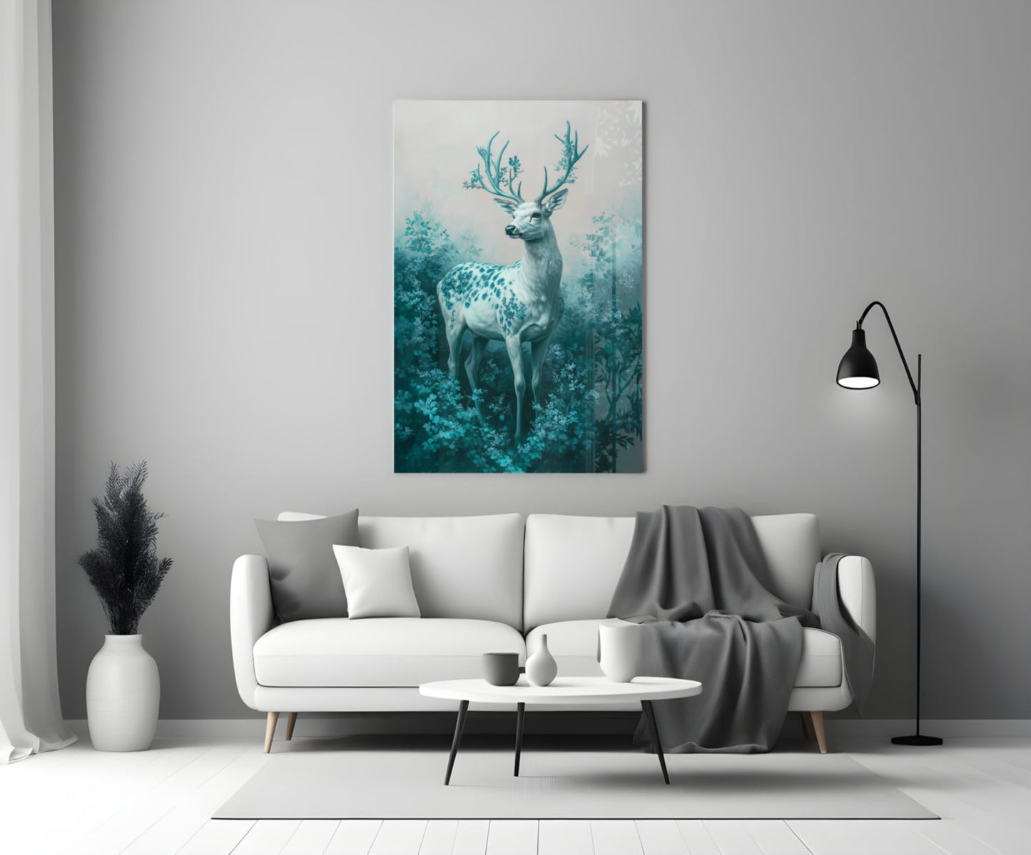 Mint Deer Glass Wall Art