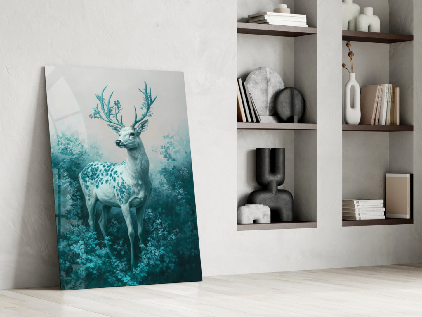 Mint Deer Glass Wall Art