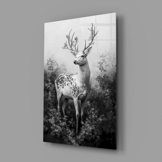 Monochrome Deer Glass Wall Art