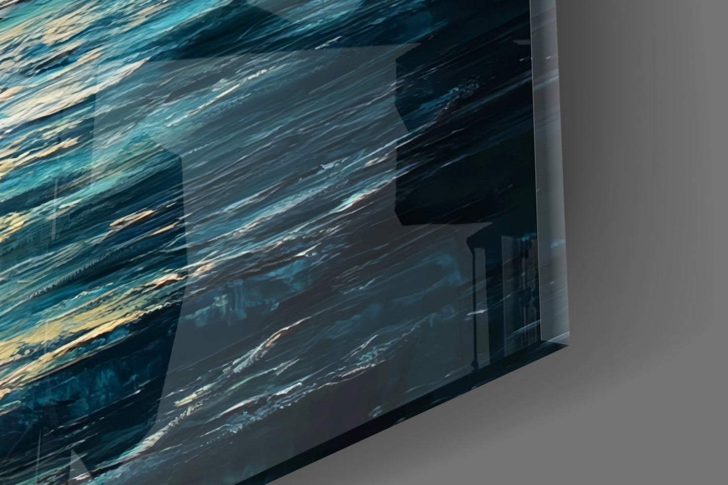 Boat in the Full Moon Glass Wall Art