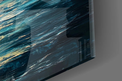 Boat in the Full Moon Glass Wall Art