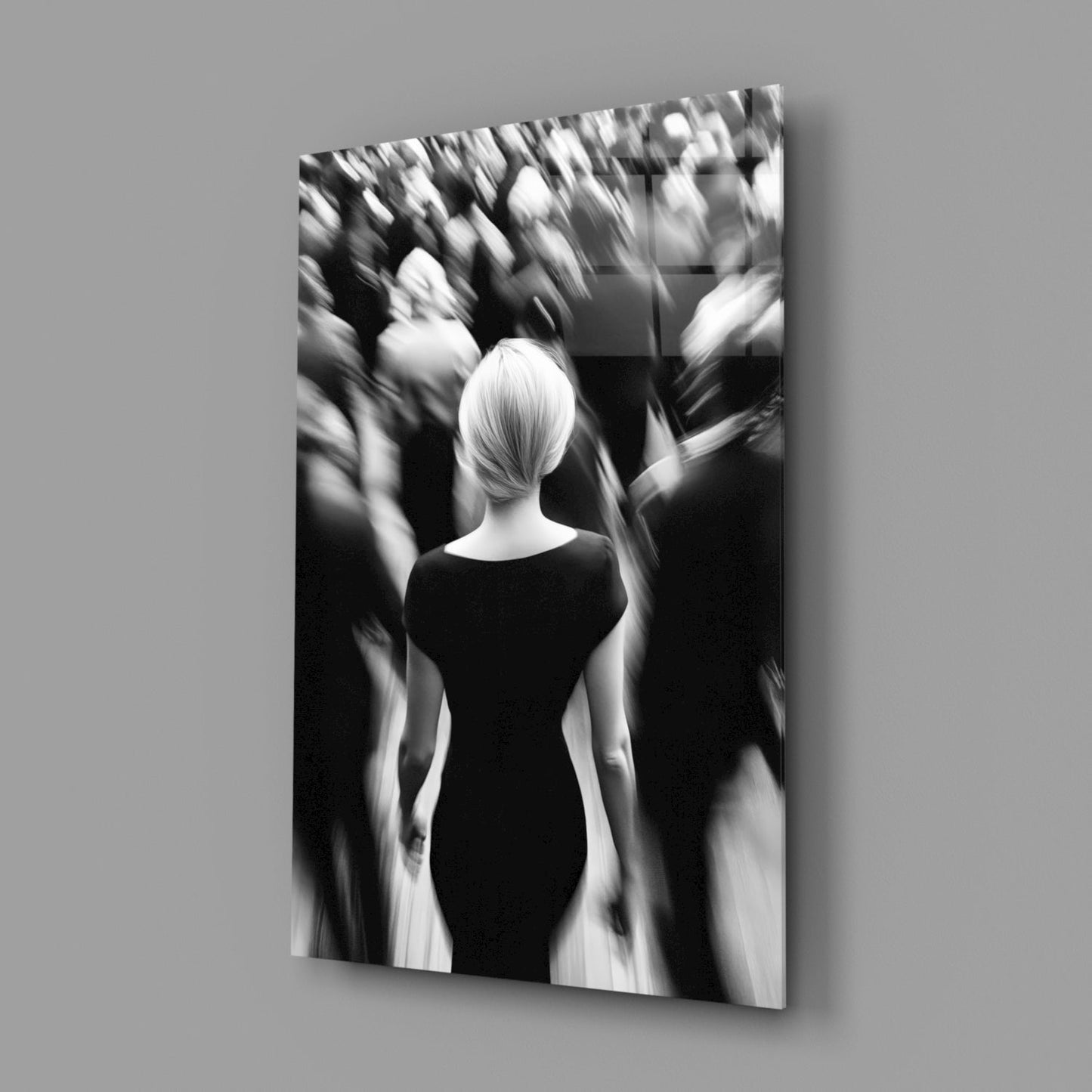 Loneliness in a Crowd Glass Wall Art
