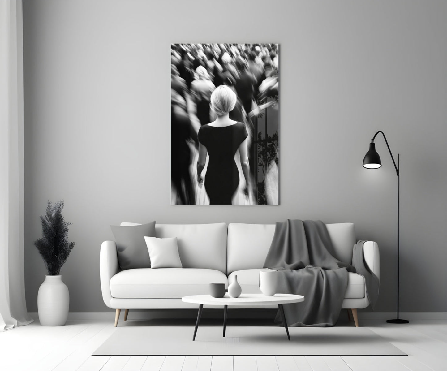 Loneliness in a Crowd Glass Wall Art