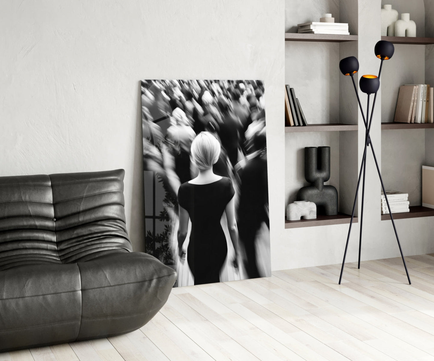 Loneliness in a Crowd Glass Wall Art