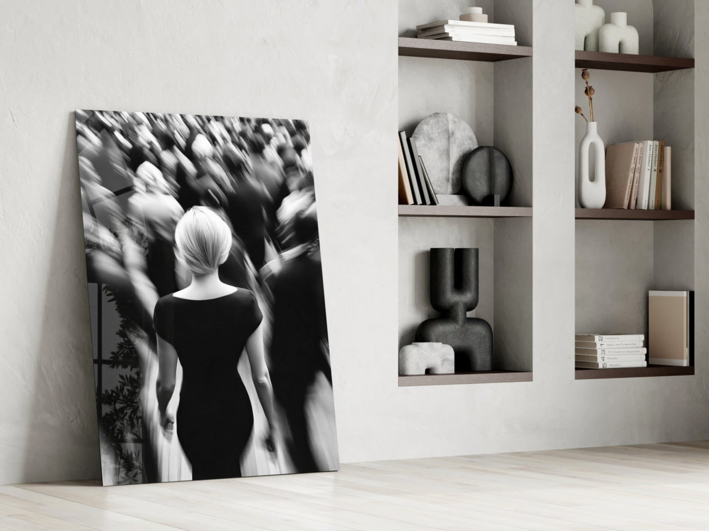 Loneliness in a Crowd Glass Wall Art