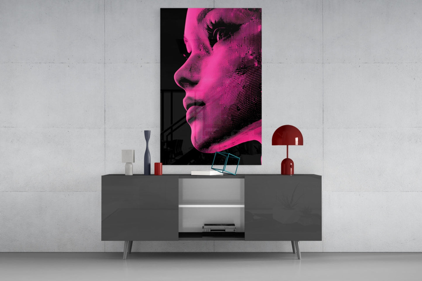 Pink with Dots Glass Wall Art