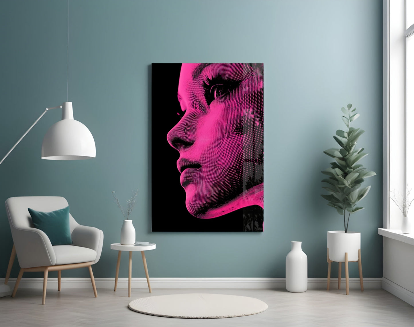 Pink with Dots Glass Wall Art