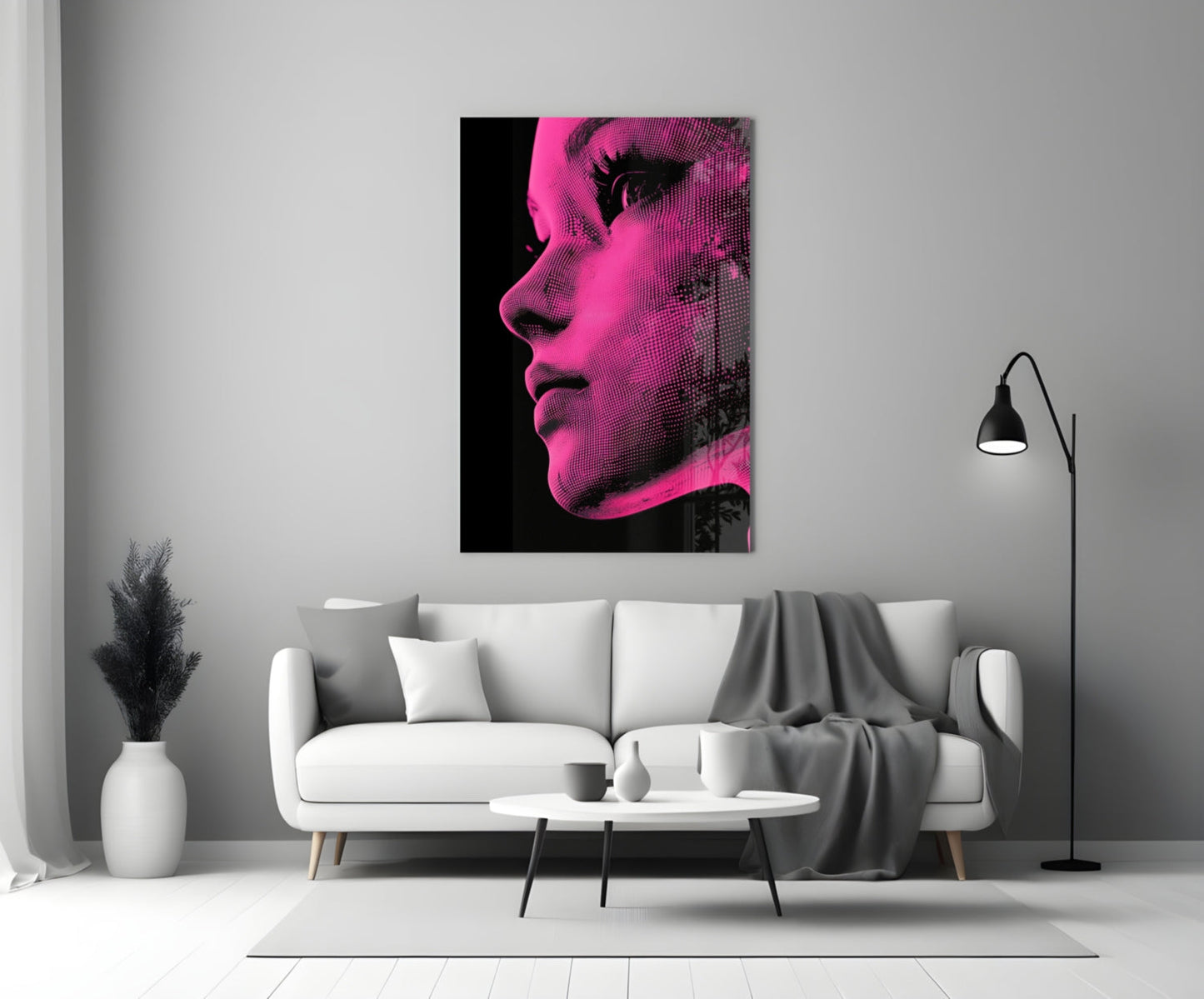Pink with Dots Glass Wall Art