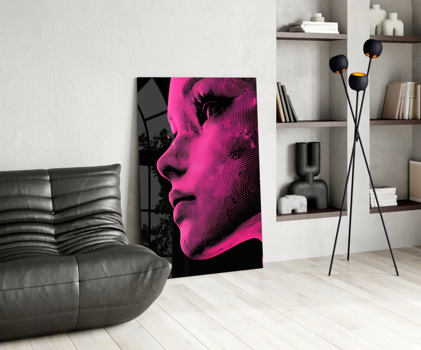 Pink with Dots Glass Wall Art