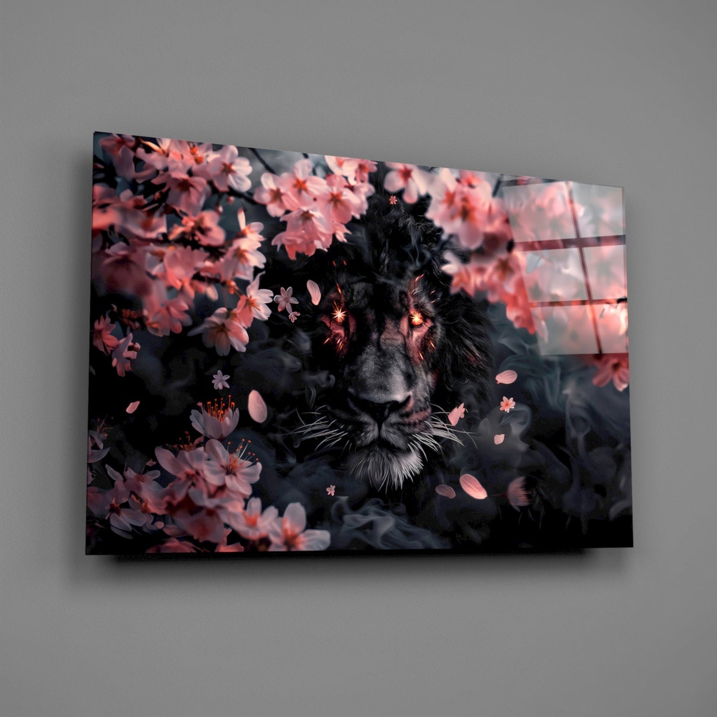 Lion of the Night Glass Wall Art