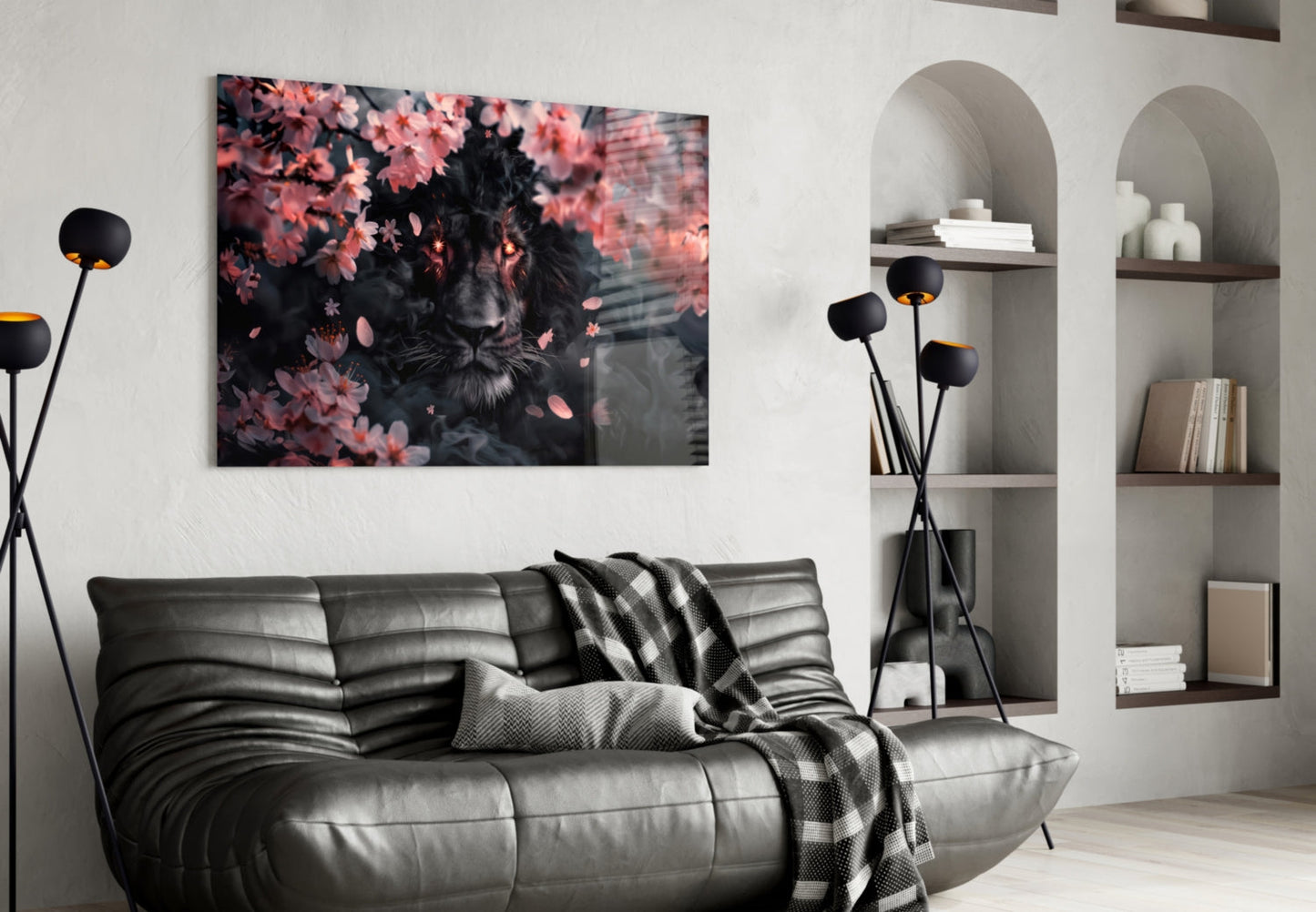Lion of the Night Glass Wall Art