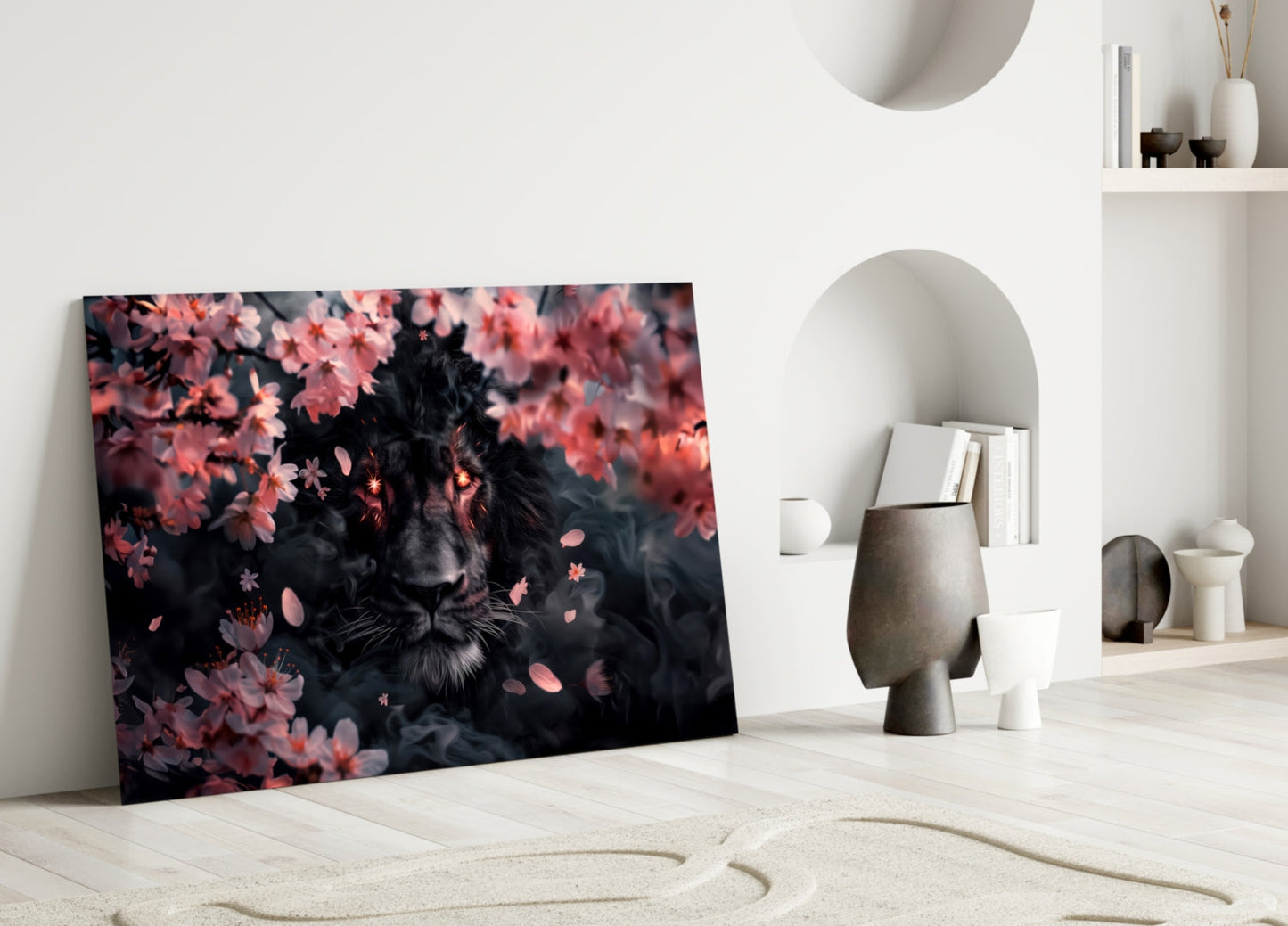 Lion of the Night Glass Wall Art