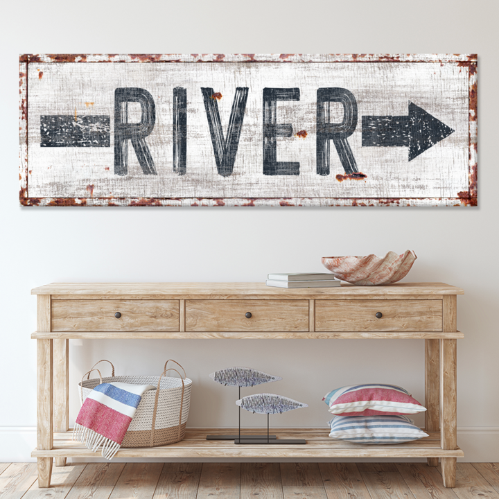 River Arrow Personalized Canvas Sign