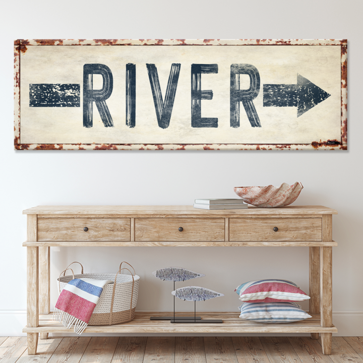 River Arrow Personalized Canvas Sign