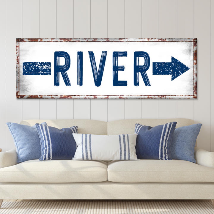River Arrow Personalized Canvas Sign
