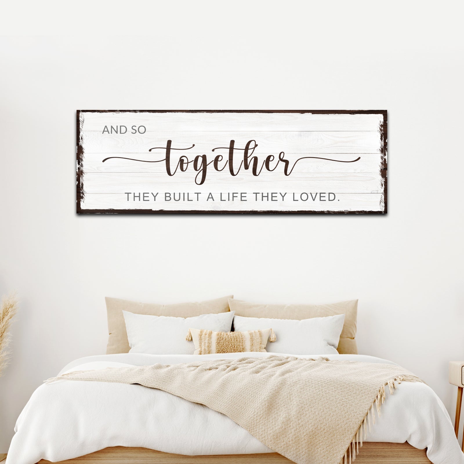 And So Together They Built a Life personalized couples canvas sign with names and date