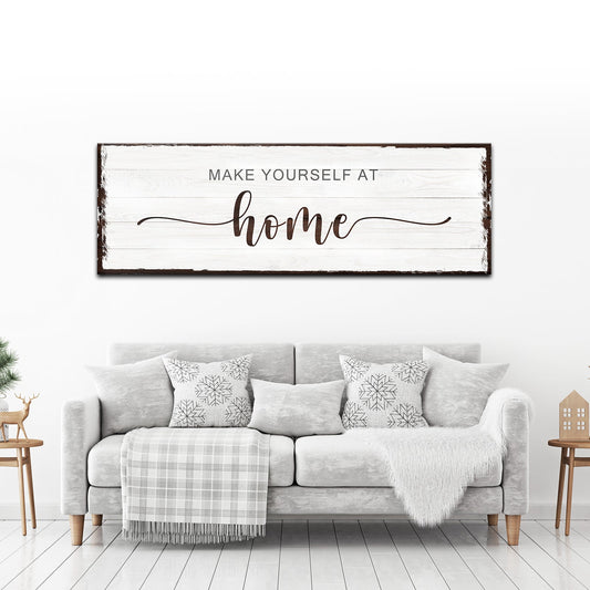 Make Yourself At Home rustic canvas wall sign