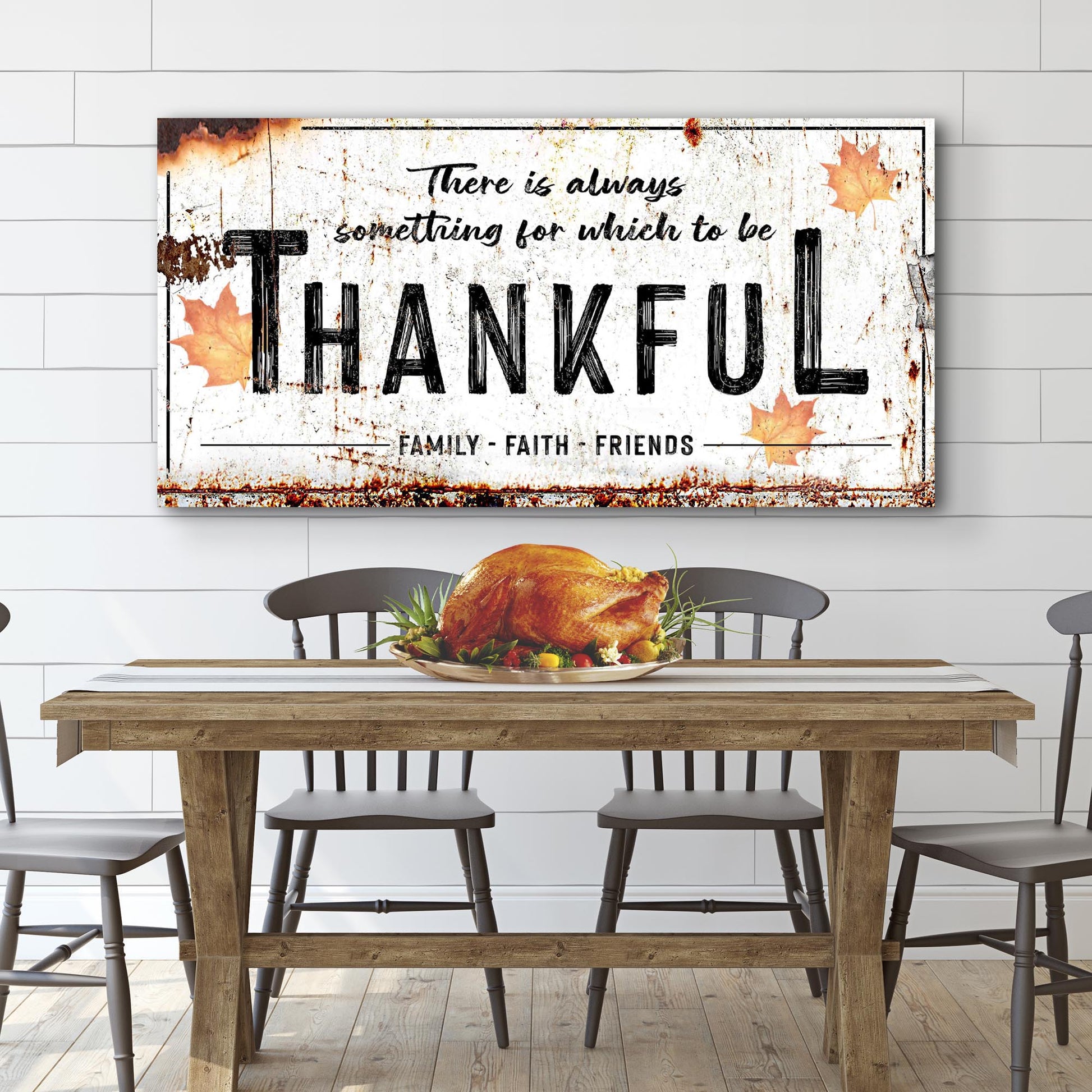 Always Thankful Thanksgiving rustic word-art canvas sign ready to hang