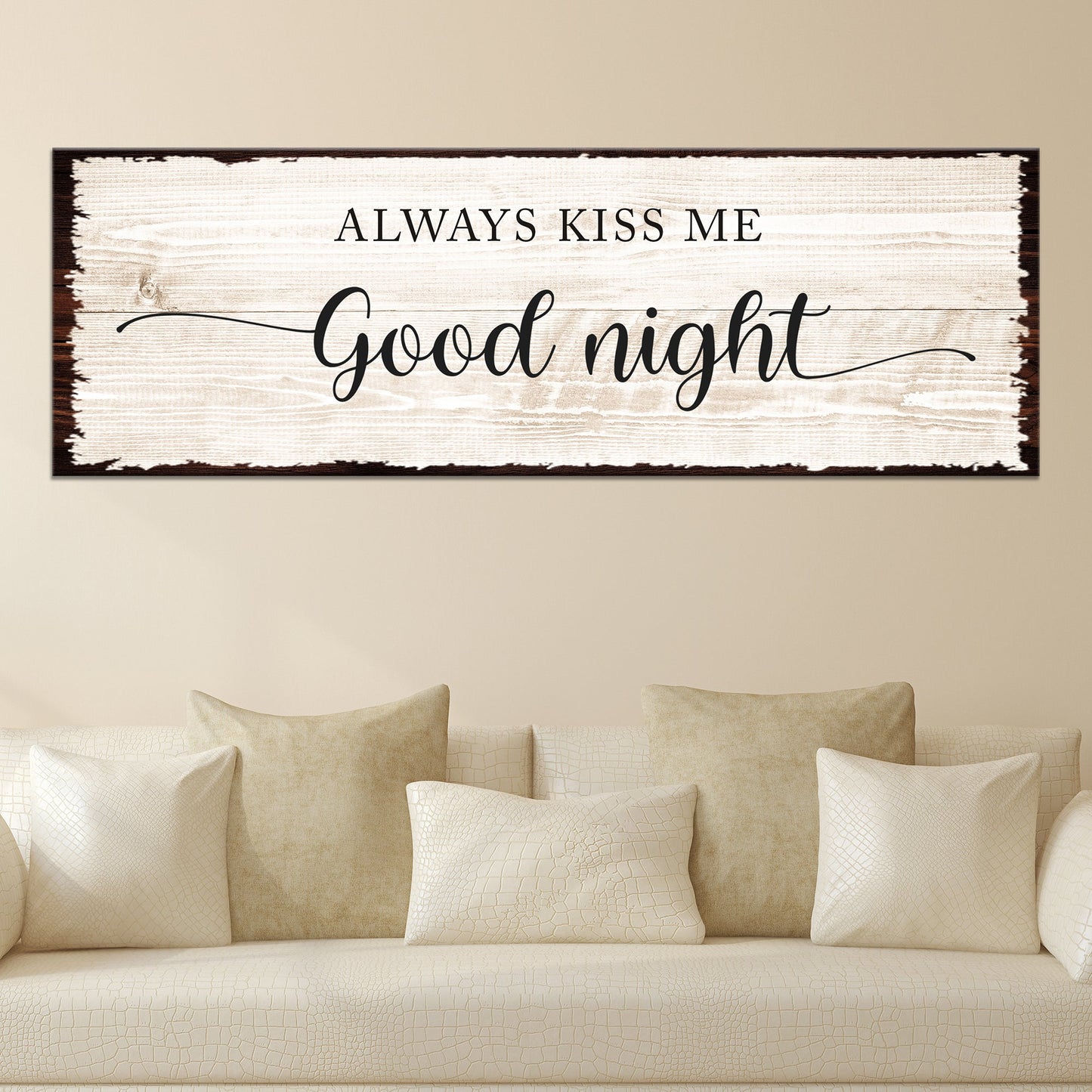 Always Kiss Me Good Night Couple Canvas Sign V