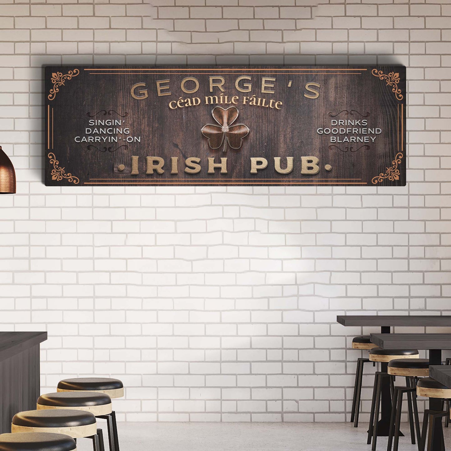 Personalized Irish pub rustic word-art canvas sign for a home bar ready to hang