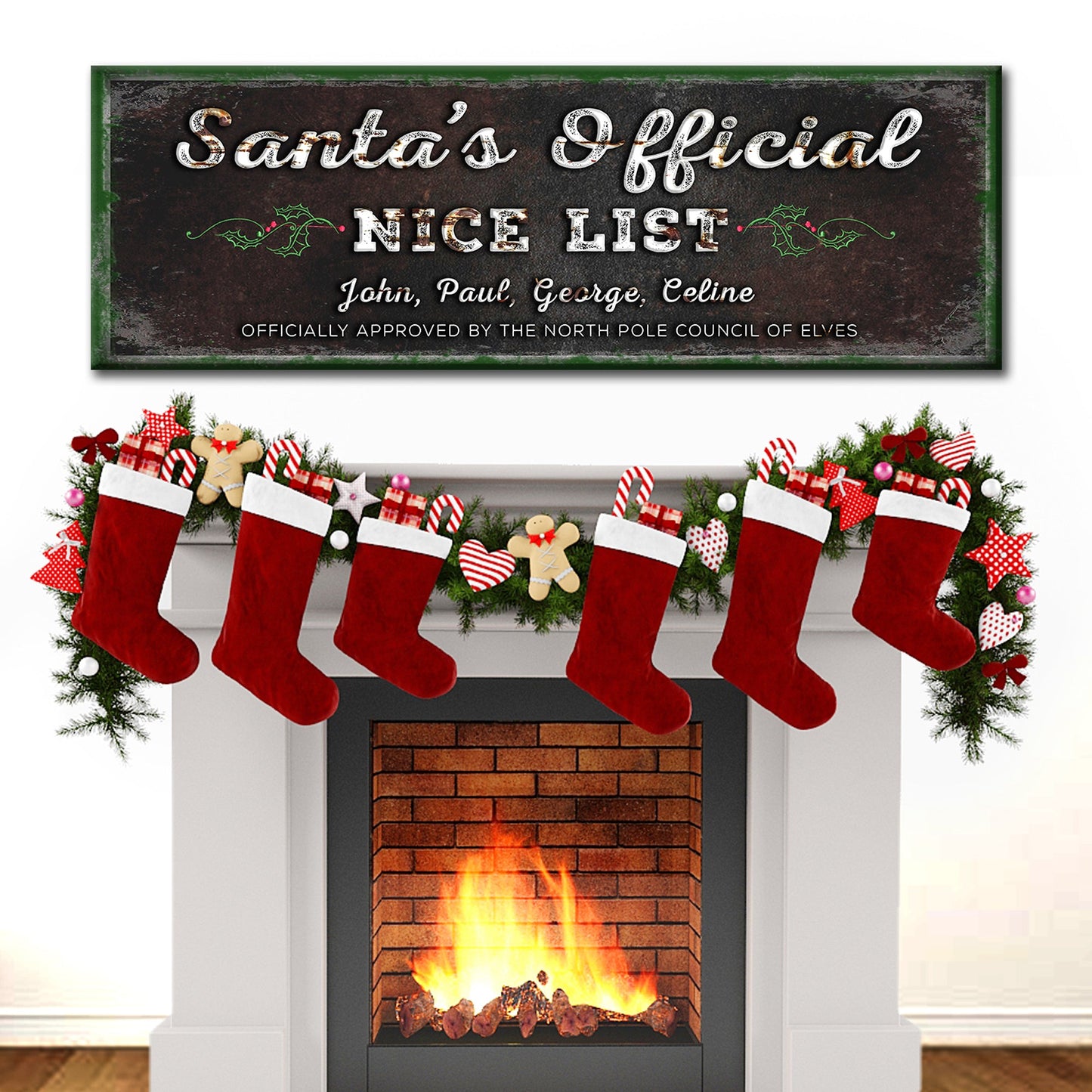 Santa's Official Nice List festive Christmas canvas wall sign