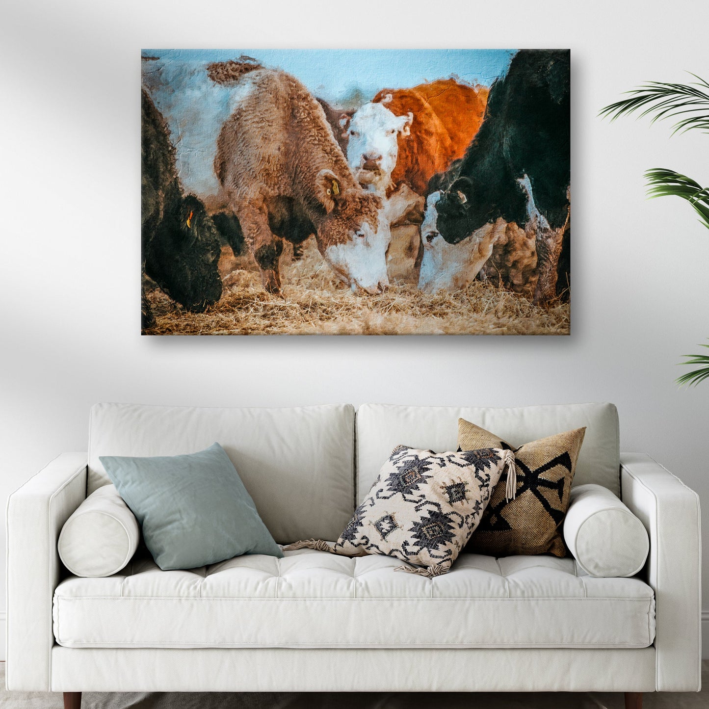 Hereford Cattle Family Canvas Wall Art